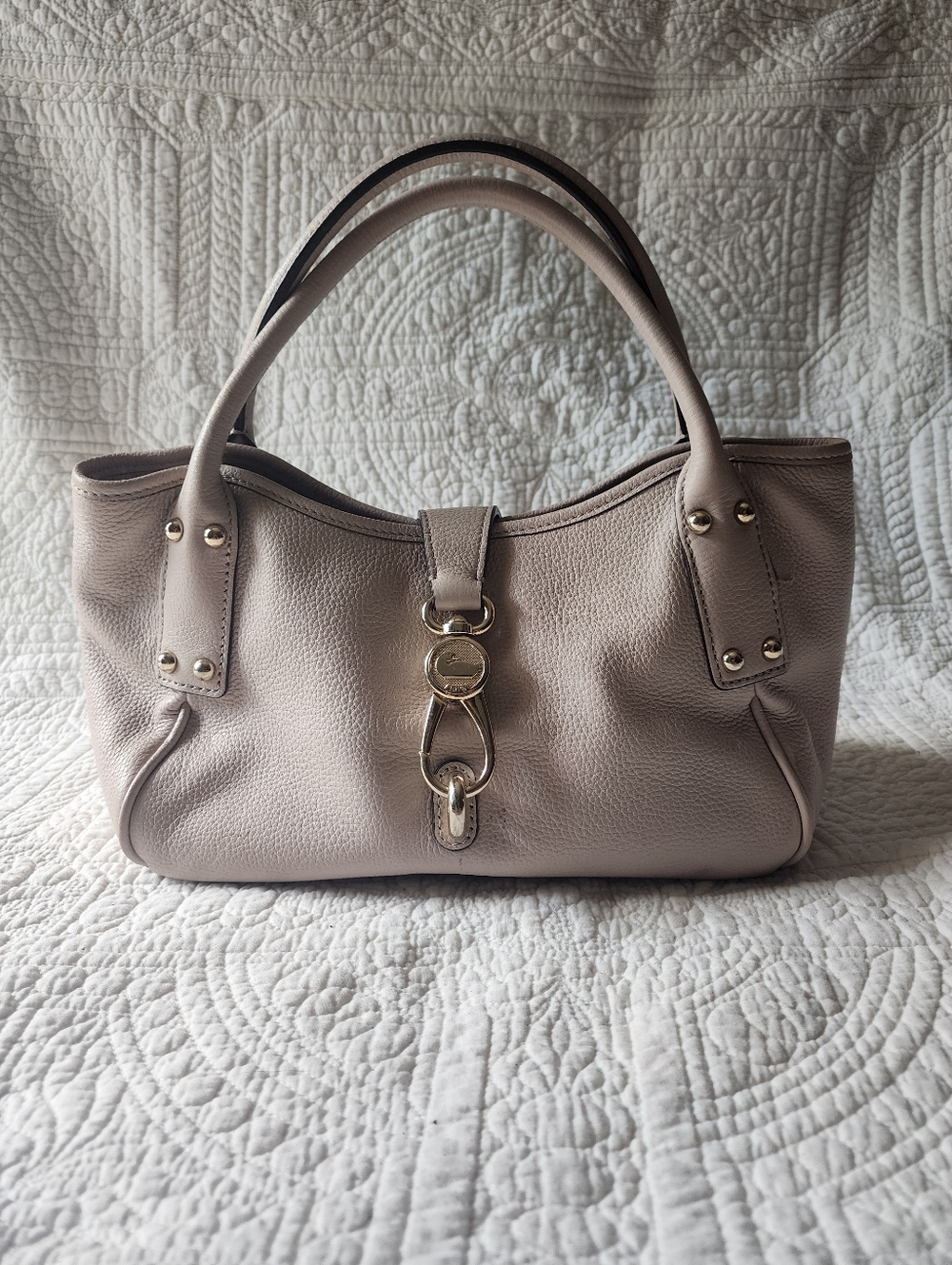 Dooney And Bourke Leather Shoulder Tote Bag in Light Taupe